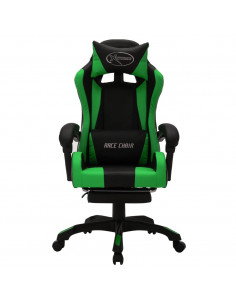 Sedia da Gaming con Luci a LED RGB Verde e Nera in Similpelle