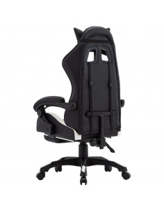 Sedia da Gaming con Poggiapiedi Bianca e Nera in Similpelle