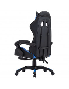 Sedia da Gaming con Poggiapiedi Blu e Nera in Similpelle