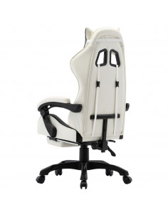 Sedia da Gaming con Poggiapiedi Nera e Bianca in Similpelle