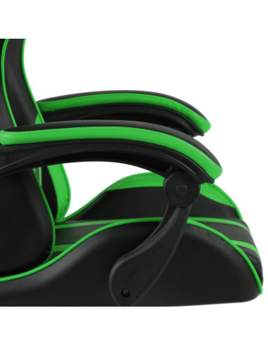 Sedia da Gaming con Poggiapiedi Nero e Verde in Similpelle