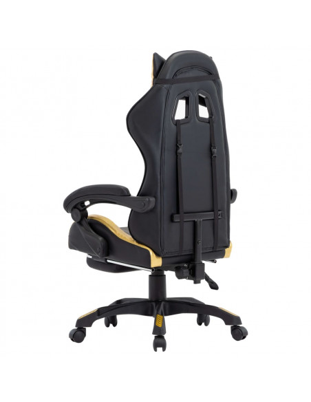 Sedia da Gaming con Poggiapiedi Oro e Nera in Similpelle