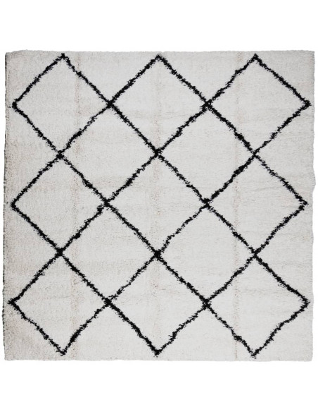 Tappeto Shaggy a Pelo Lungo Moderno Crema e Nero 160x160 cm