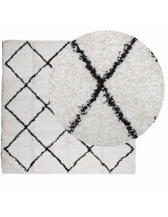 Tappeto Shaggy a Pelo Lungo Moderno Crema e Nero 160x160 cm 2