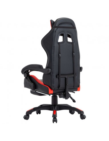 Sedia da Gaming con Poggiapiedi Rossa e Nera in Similpelle