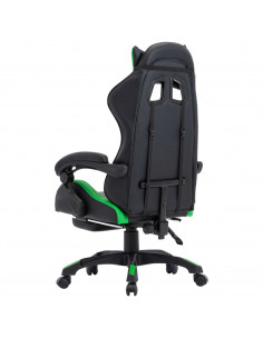 Sedia da Gaming con Poggiapiedi Verde e Nera in Similpelle