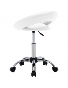 Sedia da Lavoro con Ruote Bianca in Similpelle 2