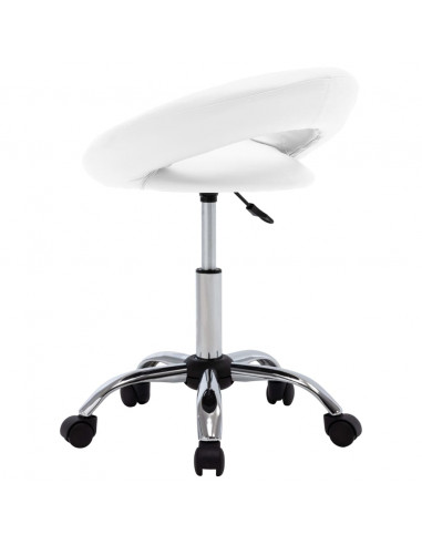 Sedia da Lavoro con Ruote Bianca in Similpelle