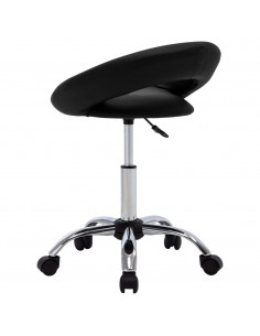 Sedia da Lavoro con Ruote Nera in Similpelle 2