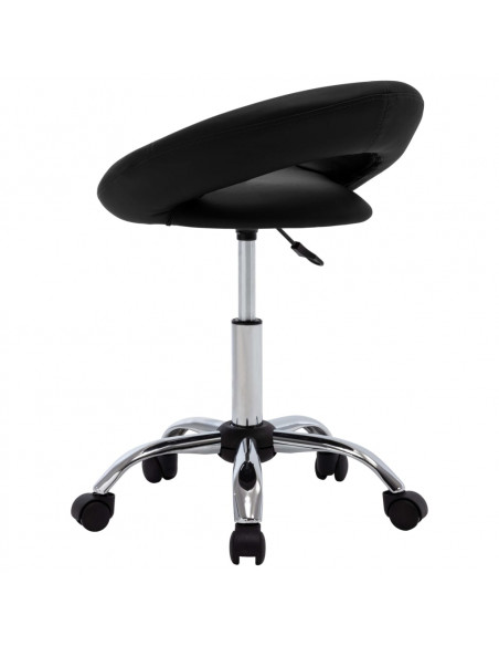 Sedia da Lavoro con Ruote Nera in Similpelle