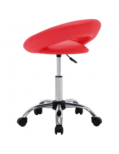 Sedia da Lavoro con Ruote Rossa in Similpelle