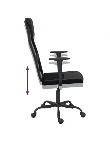 Sedia da Ufficio Altezza Regolabile Nera in Rete e Similpelle