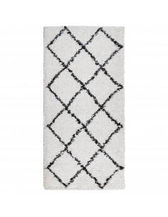 Tappeto Shaggy a Pelo Lungo Moderno Crema e Nero 100x200 cm