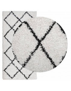 Tappeto Shaggy a Pelo Lungo Moderno Crema e Nero 100x200 cm 2