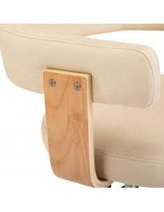 Sedia da Ufficio Girevole Crema in Legno Piegato e Similpelle