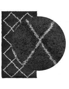 Tappeto Shaggy a Pelo Lungo Moderno Crema e Nero 80x150 cm 2