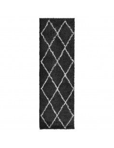 Tappeto Shaggy a Pelo Lungo Moderno Crema e Nero 80x250 cm