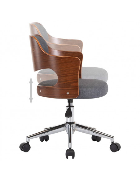 Sedia da Ufficio Girevole Grigia in Legno Piegato e Similpelle