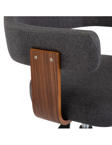 Sedia da Ufficio Girevole Grigia in Legno Piegato e Tessuto