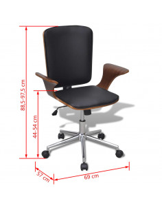 Sedia da Ufficio Girevole in Legno Curvato e Similpelle 2