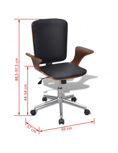 Sedia da Ufficio Girevole in Legno Curvato e Similpelle