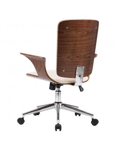 Sedia da Ufficio Girevole in Similpelle e Legno Curvato