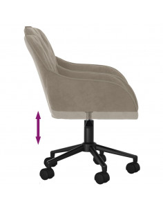 Sedia da Ufficio Girevole in Velluto Grigio Chiaro