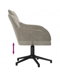 Sedia da Ufficio Girevole in Velluto Grigio Chiaro