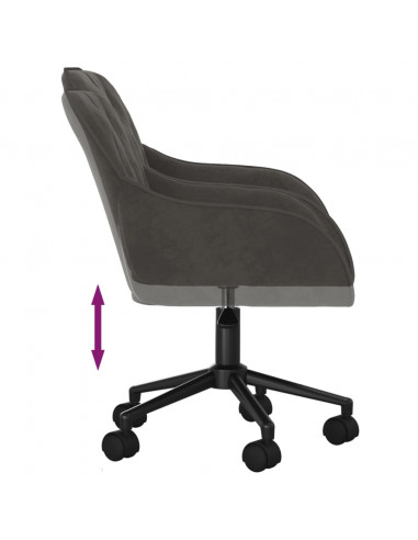 Sedia da Ufficio Girevole in Velluto Grigio Scuro