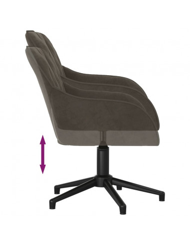 Sedia da Ufficio Girevole in Velluto Grigio Scuro