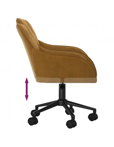 Sedia da Ufficio Girevole Marrone in Velluto