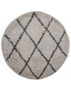 Tappeto Shaggy a Pelo Lungo Beige e Antracite Ø 280 cm