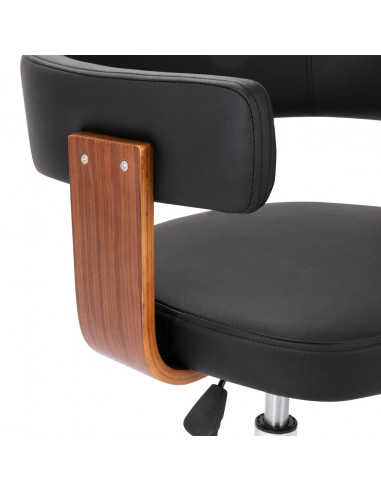 Sedia da Ufficio Girevole Nera in Legno Piegato e Similpelle