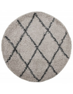 Tappeto Shaggy a Pelo Lungo Beige e Antracite Ø 100 cm