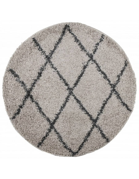 Tappeto Shaggy a Pelo Lungo Beige e Antracite Ø 100 cm