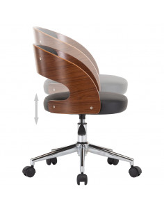 Sedia da Ufficio Girevole Nera in Legno Piegato e Similpelle