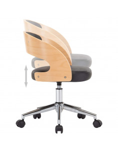 Sedia da Ufficio Girevole Nera in Legno Piegato e Similpelle 2