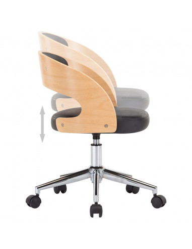 Sedia da Ufficio Girevole Nera in Legno Piegato e Similpelle