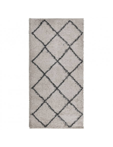 Tappeto Shaggy a Pelo Lungo Moderno Beige e Antracite 100x200cm