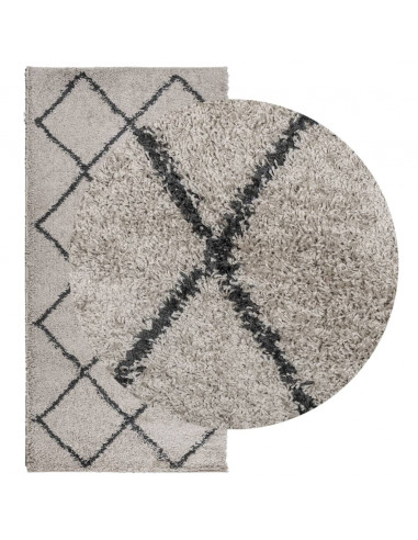 Tappeto Shaggy a Pelo Lungo Moderno Beige e Antracite 100x200cm