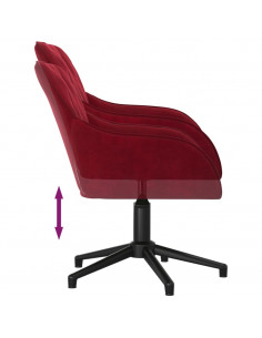 Sedia da Ufficio Girevole Rosso Vino in Velluto 2