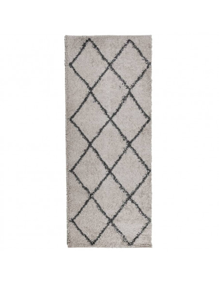 Tappeto Shaggy a Pelo Lungo Moderno Beige e Antracite 80x200 cm