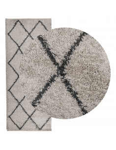 Tappeto Shaggy a Pelo Lungo Moderno Beige e Antracite 80x200 cm 2