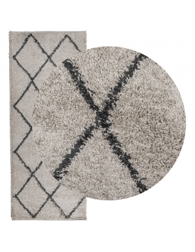 Tappeto Shaggy a Pelo Lungo Moderno Beige e Antracite 80x200 cm