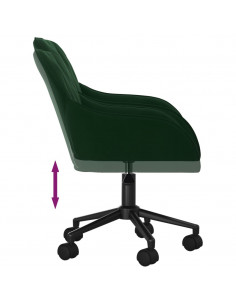 Sedia da Ufficio Girevole Verde Scuro in Velluto 2