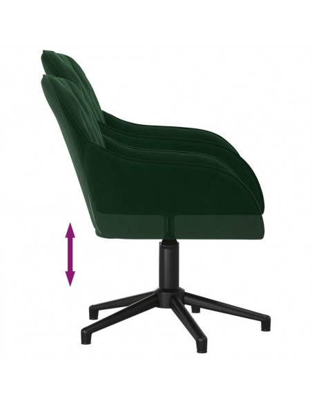 Sedia da Ufficio Girevole Verde Scuro in Velluto