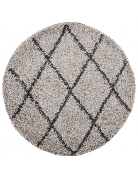 Tappeto Shaggy a Pelo Lungo Beige e Antracite Ø 160 cm
