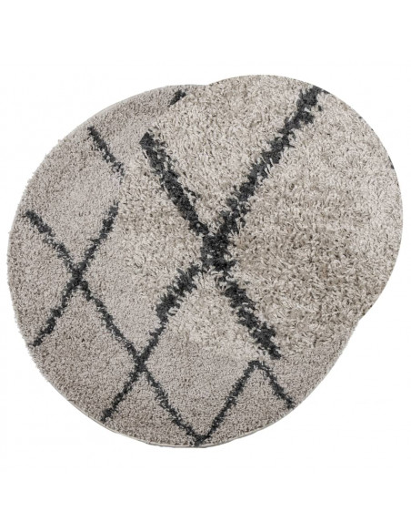 Tappeto Shaggy a Pelo Lungo Beige e Antracite Ø 160 cm