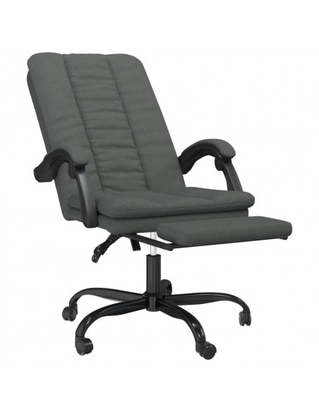 Sedia da Ufficio Reclinabile Grigio Scuro in Tessuto