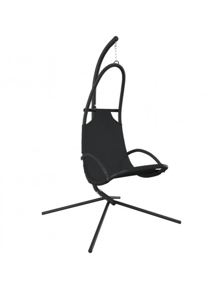 Sedia Dondolo Giardino con Cuscino Nero Tessuto Oxford Acciaio